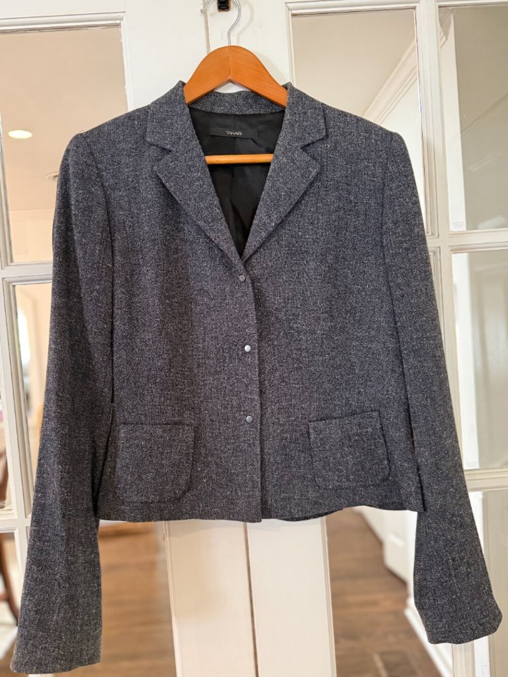 Tahari navy tweed blazer